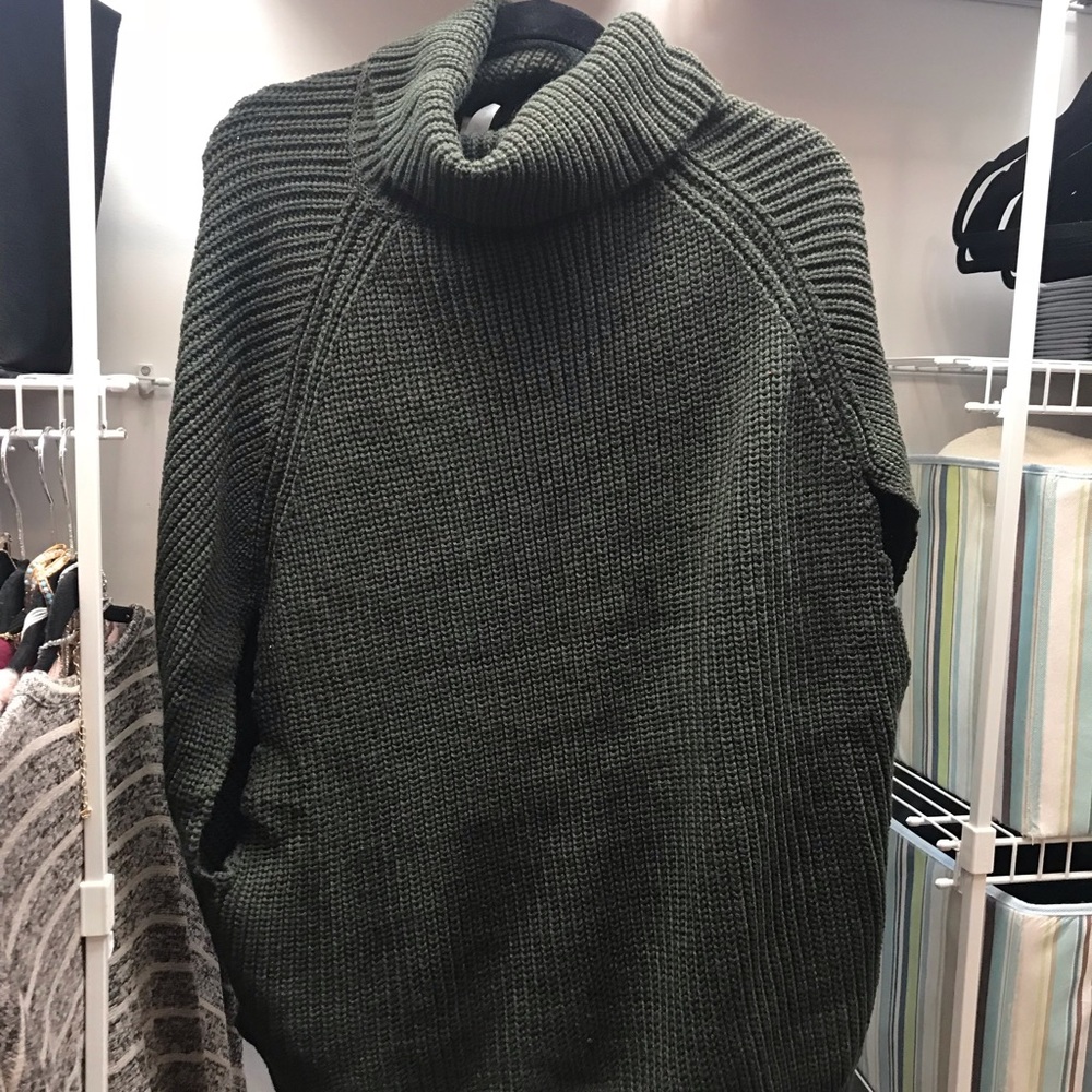 Olive Green Boutique Cowl Neck Tunic Sweater